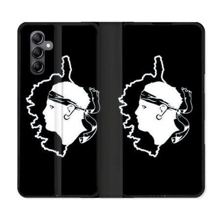 Housse Cuir Portefeuille pour Samsung Galaxy S24 Voyage Corse Noir