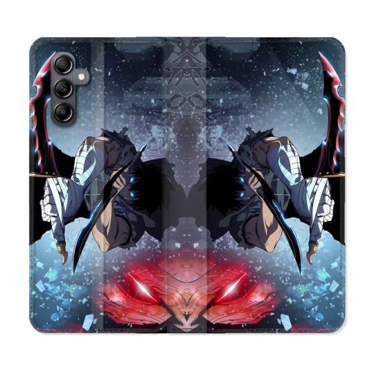 Housse Cuir Portefeuille pour Samsung Galaxy A15 4G / 5G Manga Solo Leveling Sung Epee