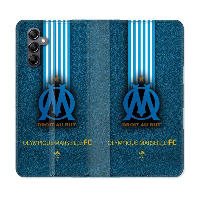 Housse Cuir Portefeuille pour Samsung Galaxy A15 4G / 5G Olympique Marseille OM Bande