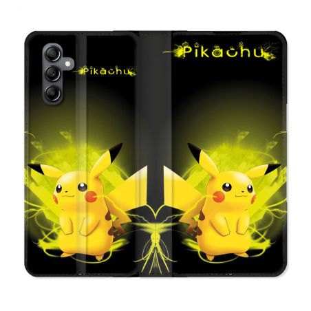 Housse Cuir Portefeuille pour Samsung Galaxy A15 4G / 5G Pokemon Pikachu Eclair