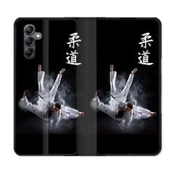 Housse Cuir Portefeuille pour Samsung Galaxy A15 4G / 5G Sport Judo Noir