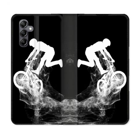 Housse Cuir Portefeuille pour Samsung Galaxy A15 4G / 5G Sport VTT Noir