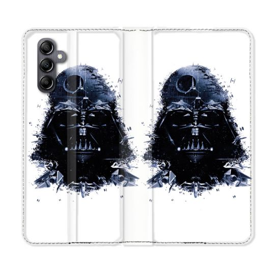Housse Cuir Portefeuille pour Samsung Galaxy A15 4G / 5G Star Wars - Dark Vador Blanc