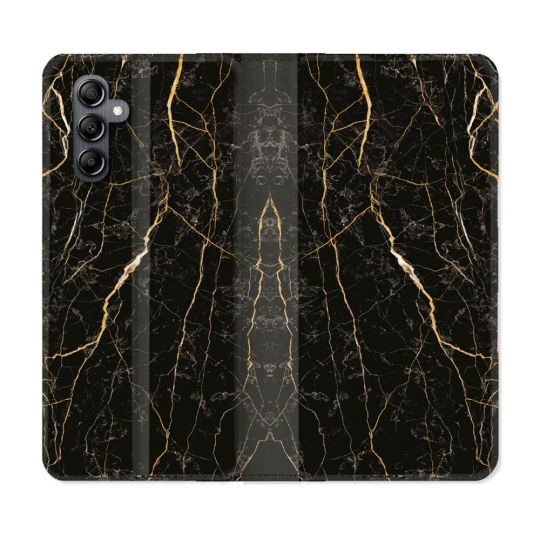 Housse Cuir Portefeuille pour Samsung Galaxy A15 4G / 5G Texture Marbre Noir