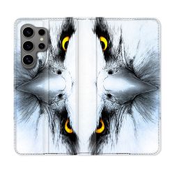 Housse Cuir Portefeuille pour Samsung Galaxy S24 Ultra Animal Aigle Royal Blanc