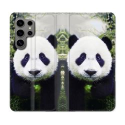 Housse Cuir Portefeuille pour Samsung Galaxy S24 Ultra Animal Panda Color