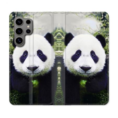 Housse Cuir Portefeuille pour Samsung Galaxy S24 Ultra Animal Panda Color