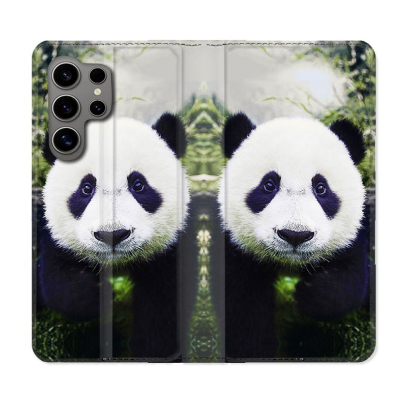 Housse Cuir Portefeuille pour Samsung Galaxy S24 Ultra Animal Panda Color