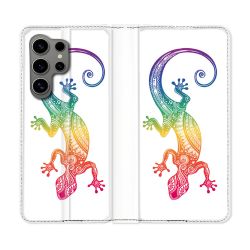Housse Cuir Portefeuille pour Samsung Galaxy S24 Ultra Animal Salamandre Color