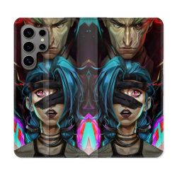 Housse Cuir Portefeuille pour Samsung Galaxy S24 Ultra Arcane Jynx Bleu