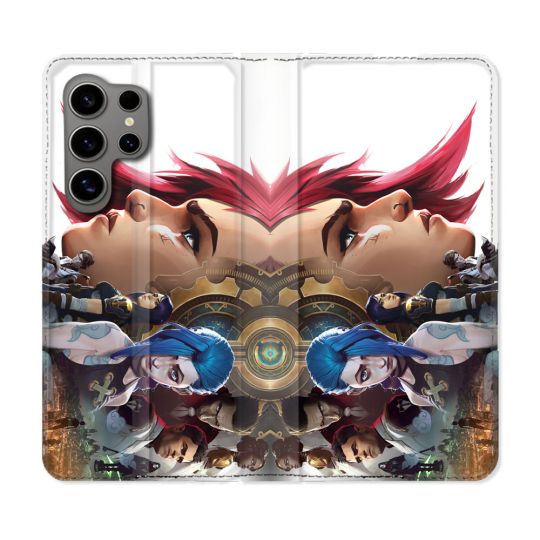 Housse Cuir Portefeuille pour Samsung Galaxy S24 Ultra Arcane Jynx Sœur