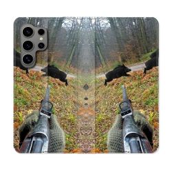 Housse Cuir Portefeuille pour Samsung Galaxy S24 Ultra Chasse Vision Tir
