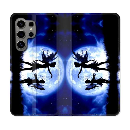 Housse Cuir Portefeuille pour Samsung Galaxy S24 Ultra Fantastique Fee Lune