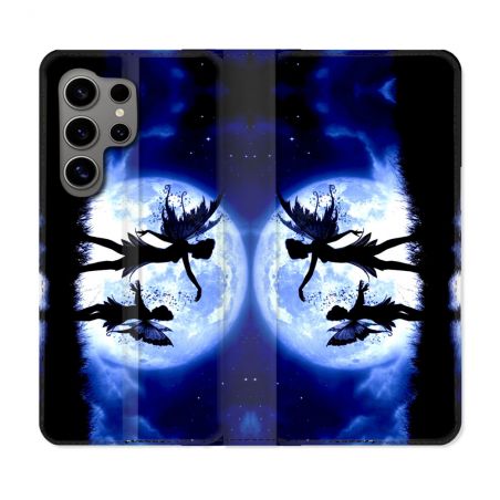 Housse Cuir Portefeuille pour Samsung Galaxy S24 Ultra Fantastique Fee Lune