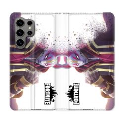 Housse Cuir Portefeuille pour Samsung Galaxy S24 Ultra Fortnite Blanc