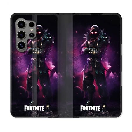 Housse Cuir Portefeuille pour Samsung Galaxy S24 Ultra Fortnite Raven