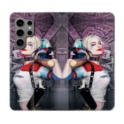 Housse Cuir Portefeuille pour Samsung Galaxy S24 Ultra Harley Quinn Batte