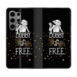 Housse Cuir Portefeuille pour Samsung Galaxy S24 Ultra Harry Potter Dobby Free Noir