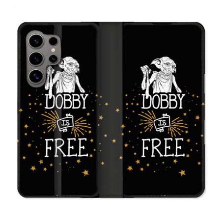 Housse Cuir Portefeuille pour Samsung Galaxy S24 Ultra Harry Potter Dobby Free Noir