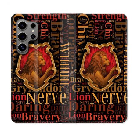 Housse Cuir Portefeuille pour Samsung Galaxy S24 Ultra Harry Potter Griffondor