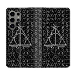 Housse Cuir Portefeuille pour Samsung Galaxy S24 Ultra Harry Potter Hollows Triangle Noir