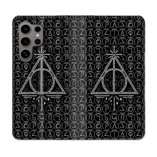 Housse Cuir Portefeuille pour Samsung Galaxy S24 Ultra Harry Potter Hollows Triangle Noir
