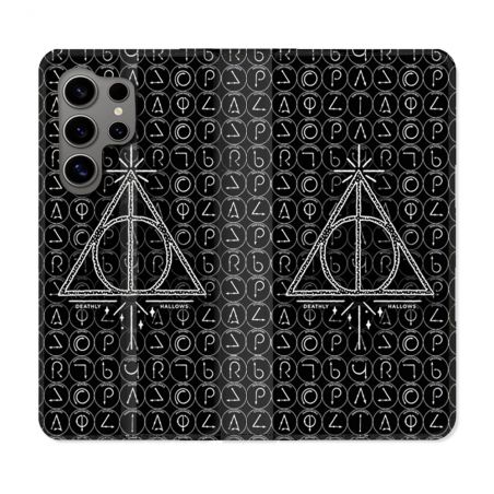 Housse Cuir Portefeuille pour Samsung Galaxy S24 Ultra Harry Potter Hollows Triangle Noir