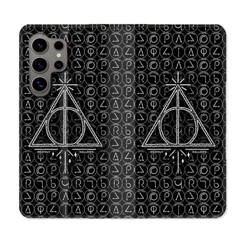 Housse Cuir Portefeuille pour Samsung Galaxy S24 Ultra Harry Potter Hollows Triangle Noir