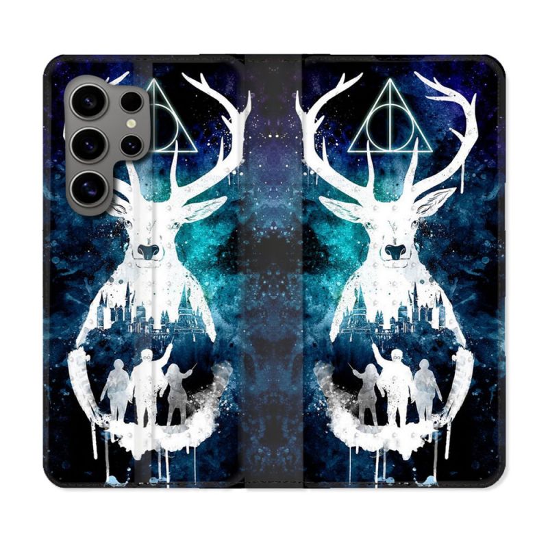 Housse Cuir Portefeuille pour Samsung Galaxy S24 Ultra Harry Potter Patronome
