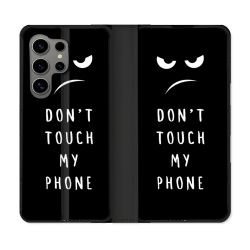 Housse Cuir Portefeuille pour Samsung Galaxy S24 Ultra Humour Don't Touch