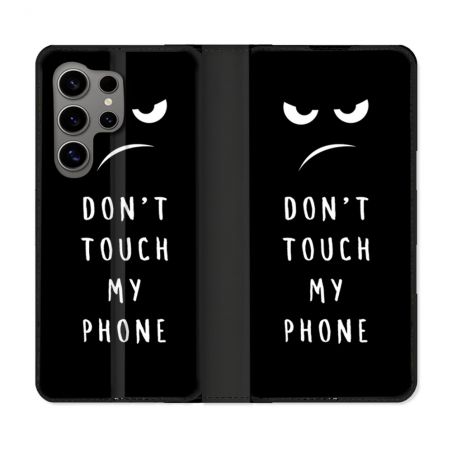 Housse Cuir Portefeuille pour Samsung Galaxy S24 Ultra Humour Don't Touch
