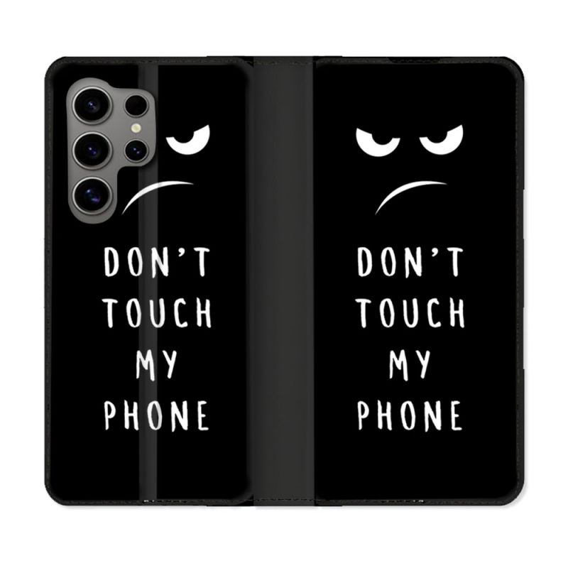 Housse Cuir Portefeuille pour Samsung Galaxy S24 Ultra Humour Don't Touch