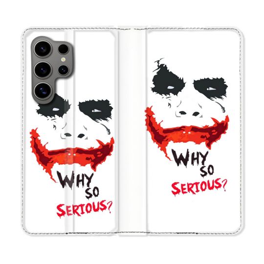 Housse Cuir Portefeuille pour Samsung Galaxy S24 Ultra Joker Blanc