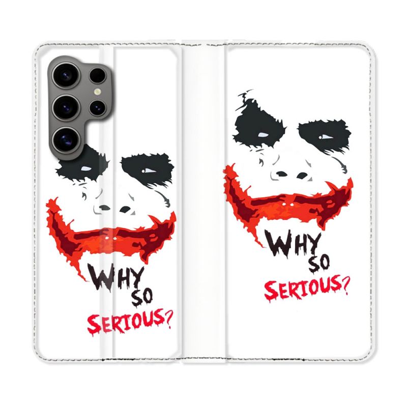 Housse Cuir Portefeuille pour Samsung Galaxy S24 Ultra Joker Blanc