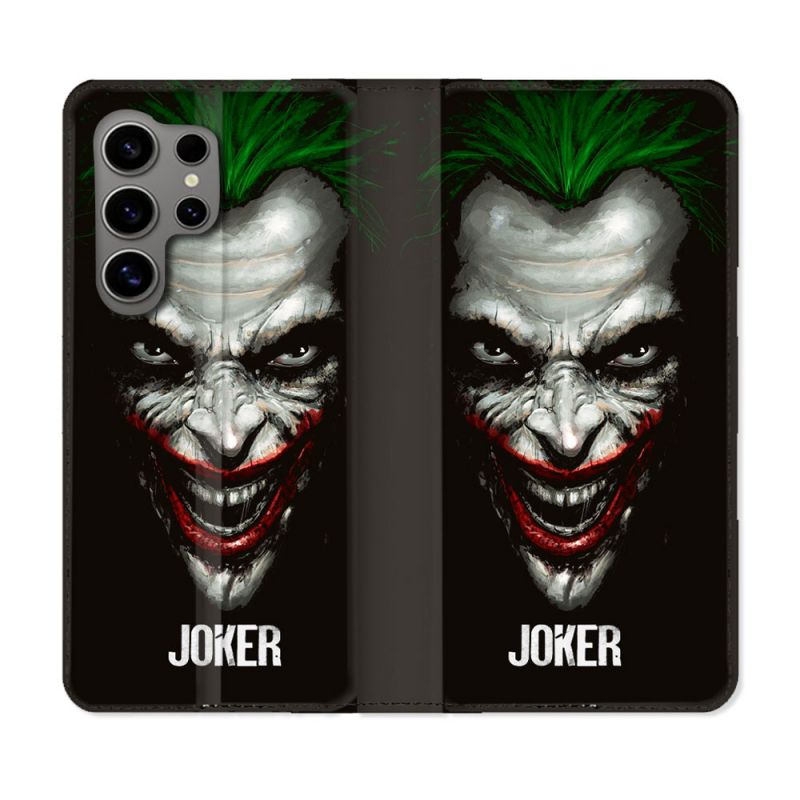 Housse Cuir Portefeuille pour Samsung Galaxy S24 Ultra Joker Noir