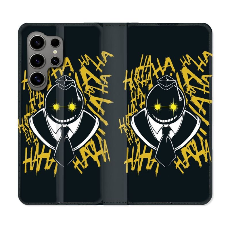 Housse Cuir Portefeuille pour Samsung Galaxy S24 Ultra Manga Assassination Classroom Kuro Noir