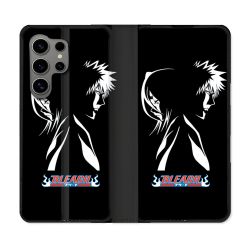 Housse Cuir Portefeuille pour Samsung Galaxy S24 Ultra Manga Bleach Duo