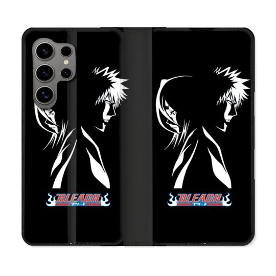 Housse Cuir Portefeuille pour Samsung Galaxy S24 Ultra Manga Bleach Duo