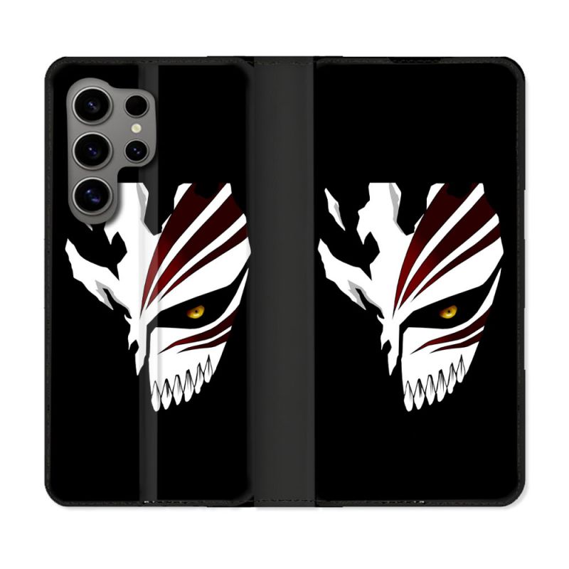 Housse Cuir Portefeuille pour Samsung Galaxy S24 Ultra Manga Bleach Masque