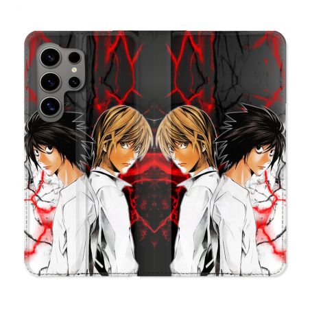 Housse Cuir Portefeuille pour Samsung Galaxy S24 Ultra Manga Death Note Duo