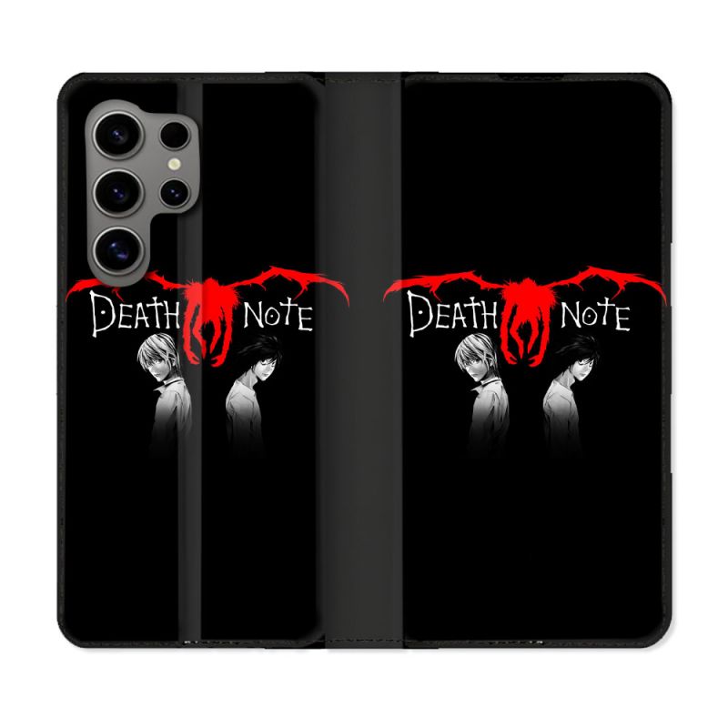 Housse Cuir Portefeuille pour Samsung Galaxy S24 Ultra Manga Death Note Noir