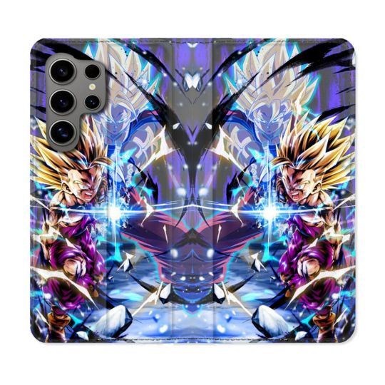 Housse Cuir Portefeuille pour Samsung Galaxy S24 Ultra Manga Dragon Ball Sangohan Duo