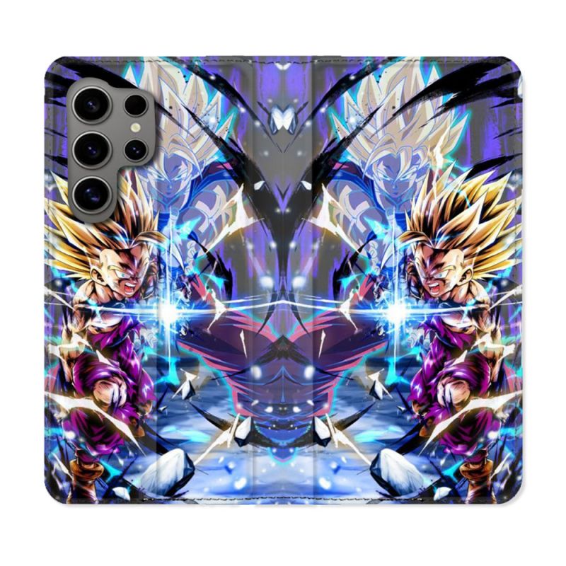 Housse Cuir Portefeuille pour Samsung Galaxy S24 Ultra Manga Dragon Ball Sangohan Duo