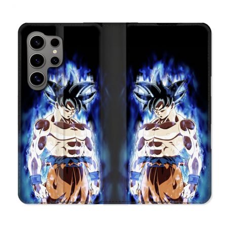 Housse Cuir Portefeuille pour Samsung Galaxy S24 Ultra Manga Dragon Ball Sangoku Noir