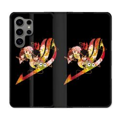 Housse Cuir Portefeuille pour Samsung Galaxy S24 Ultra Manga Fairy Tail Logo Noir