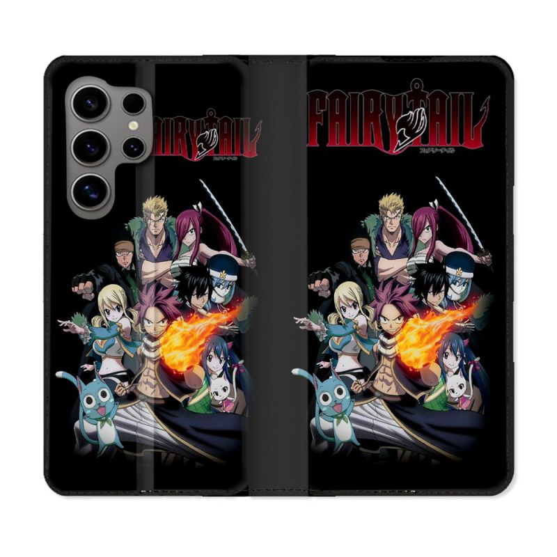 Housse Cuir Portefeuille pour Samsung Galaxy S24 Ultra Manga Fairy Tail Logo Team