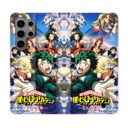 Housse Cuir Portefeuille pour Samsung Galaxy S24 Ultra Manga My Hero Academia Affiche