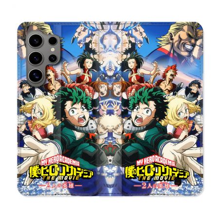 Housse Cuir Portefeuille pour Samsung Galaxy S24 Ultra Manga My Hero Academia Affiche