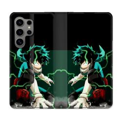 Housse Cuir Portefeuille pour Samsung Galaxy S24 Ultra Manga My Hero Academia Deku