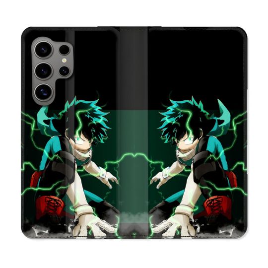 Housse Cuir Portefeuille pour Samsung Galaxy S24 Ultra Manga My Hero Academia Deku